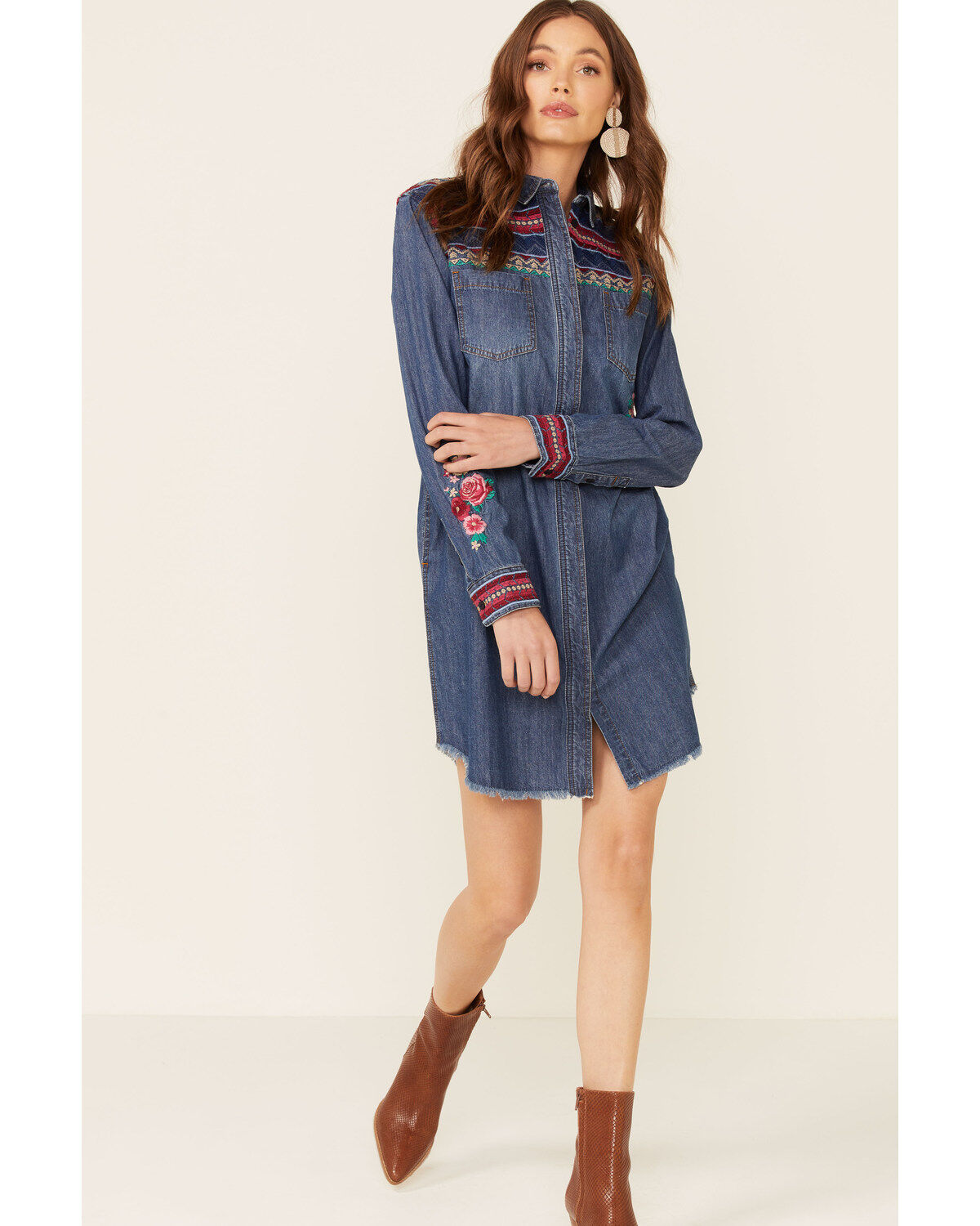 Stetson Women's Denim Southwestern Stripe Mini Dress
