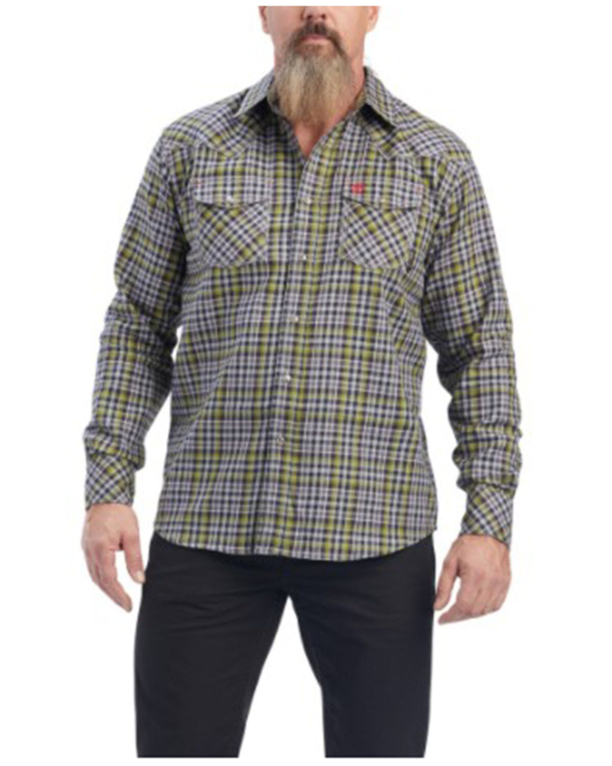 Ariat Men's FR Landry Retro Plaid Print Long Sleeve Snap Work Shirt
