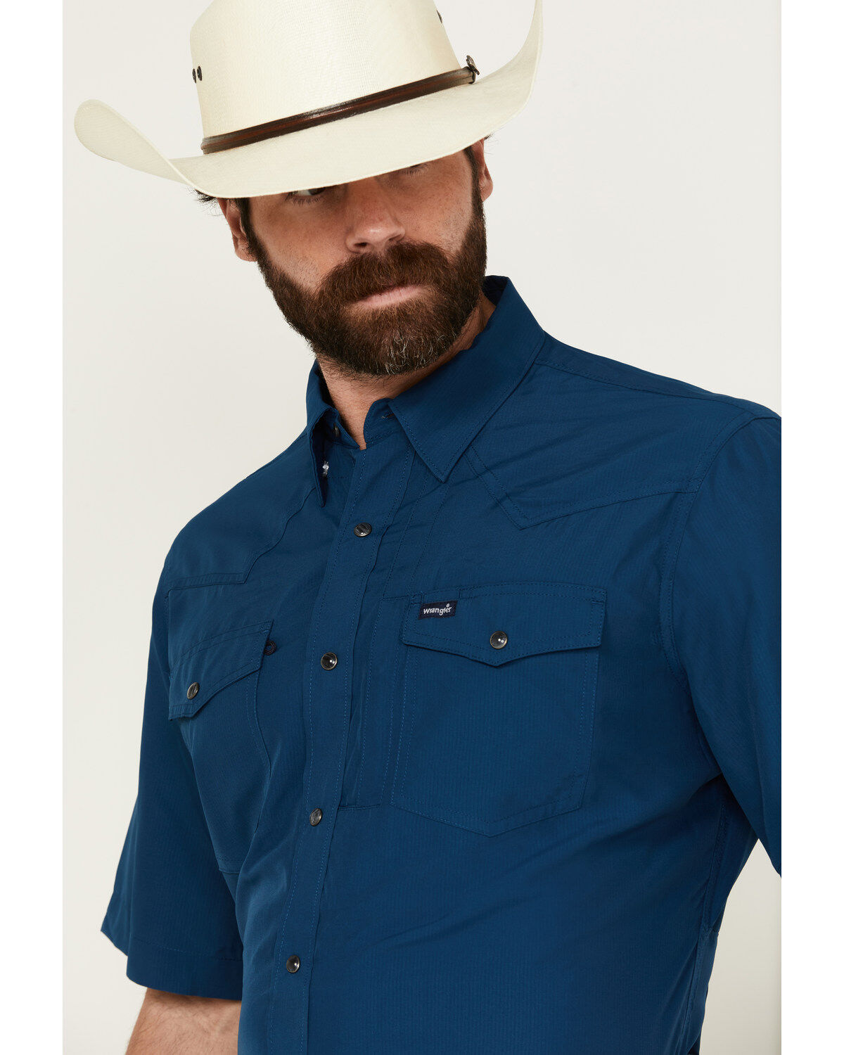 Wrangler Men's Solid Long Sleeve Snap Performance Western Shirt
