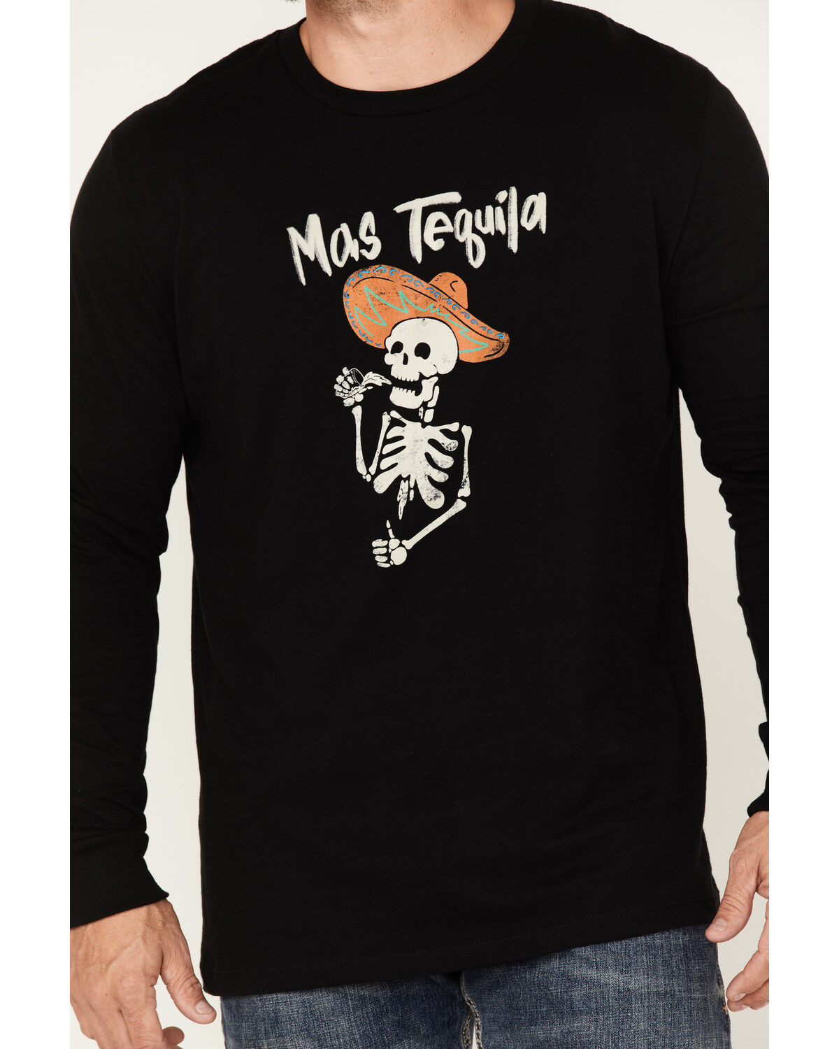 Moonshine Spirit Men's Mas Tequila Skeleton Graphic Long Sleeve T-Shirt