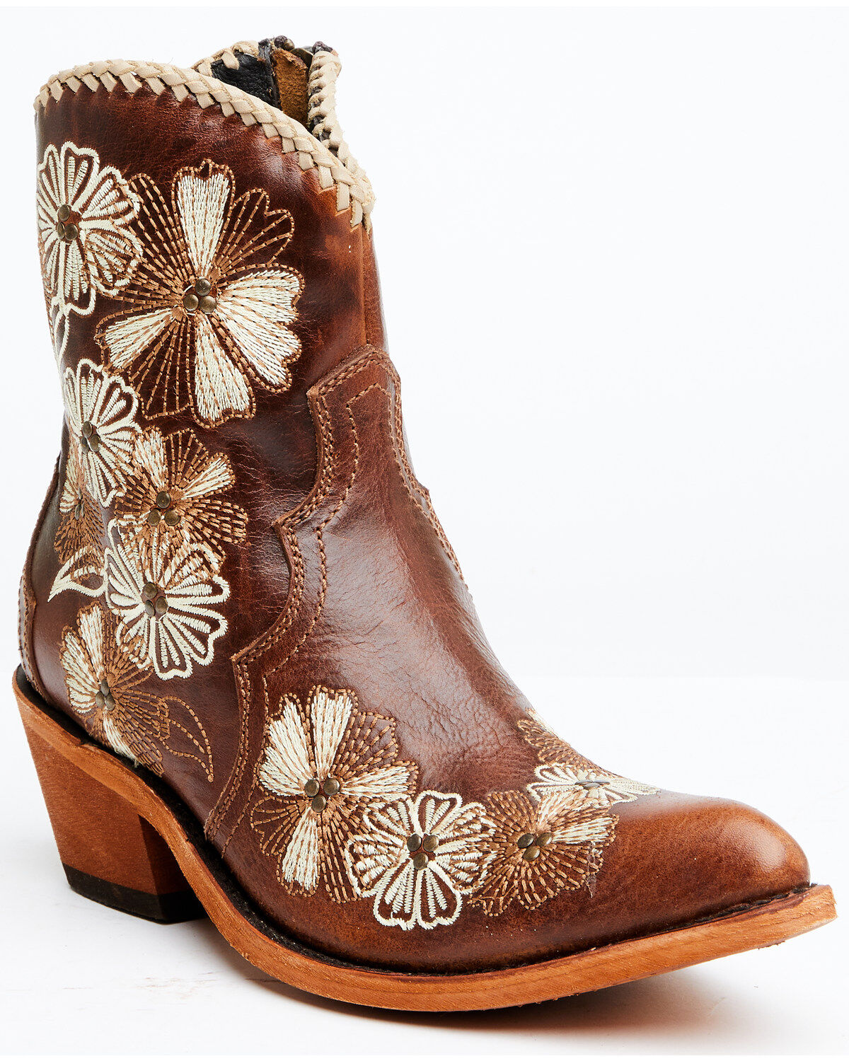 Liberty Black Women's Loren Floral Embroidered Western Fashion Booties - Round Toe