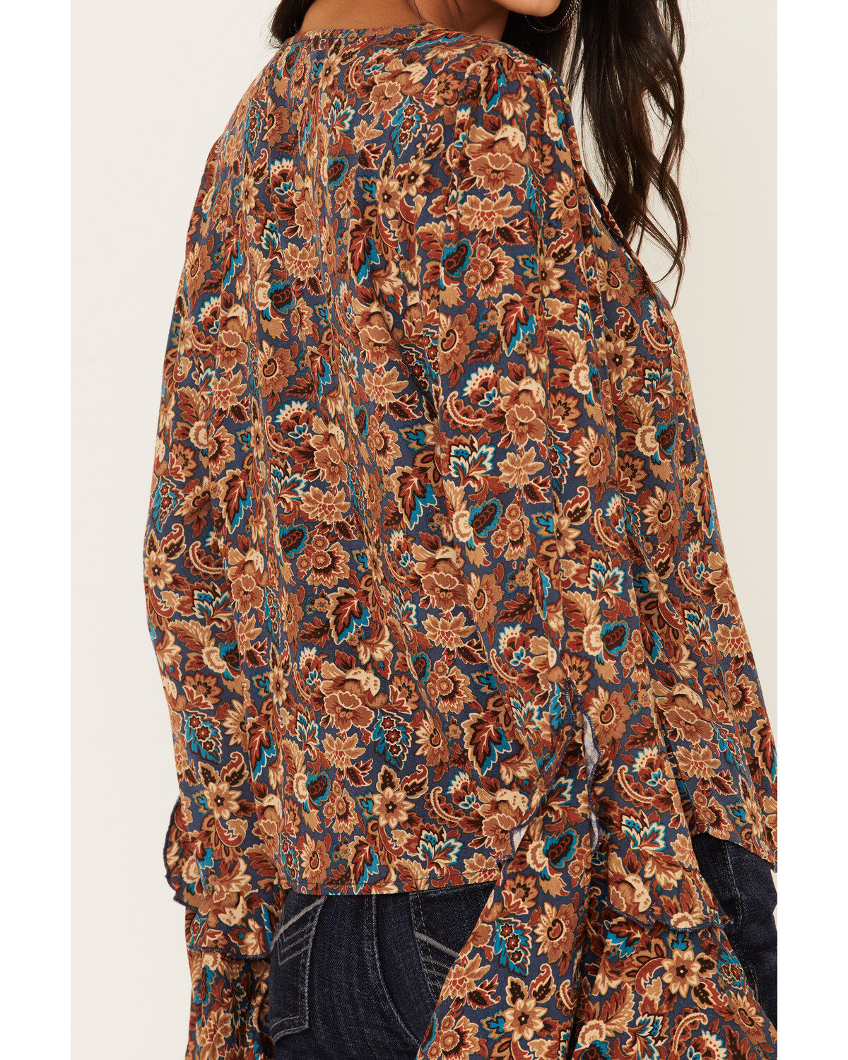 Idyllwind Women's Rouge Paisley Print Lace-Up Top