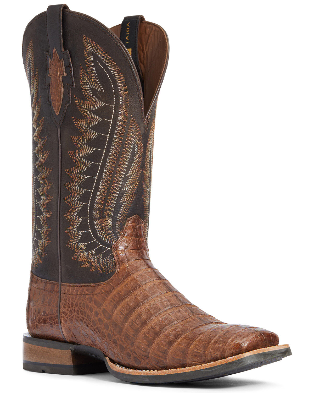 Ariat Men's Caramel Caiman Belly Western Boots - Broad Square Toe