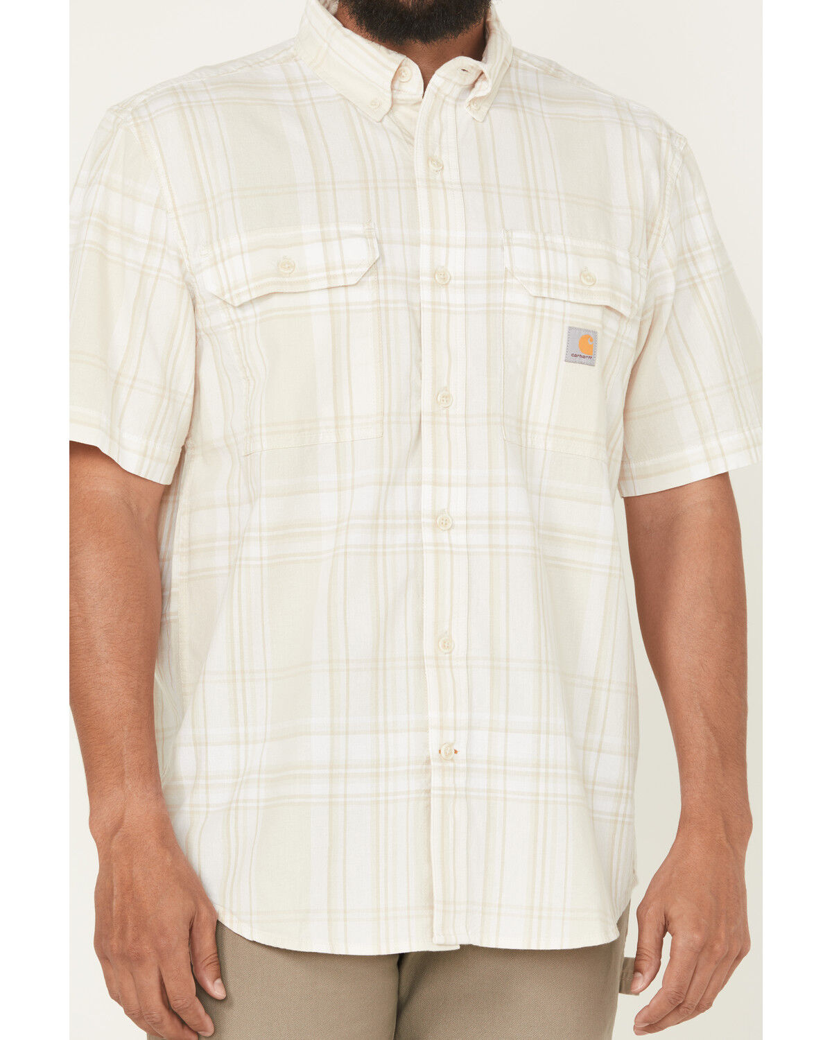 Carhartt Men's Plaid Print Loose Fit Midweight Short Sleeve Button-Down Work Shirt