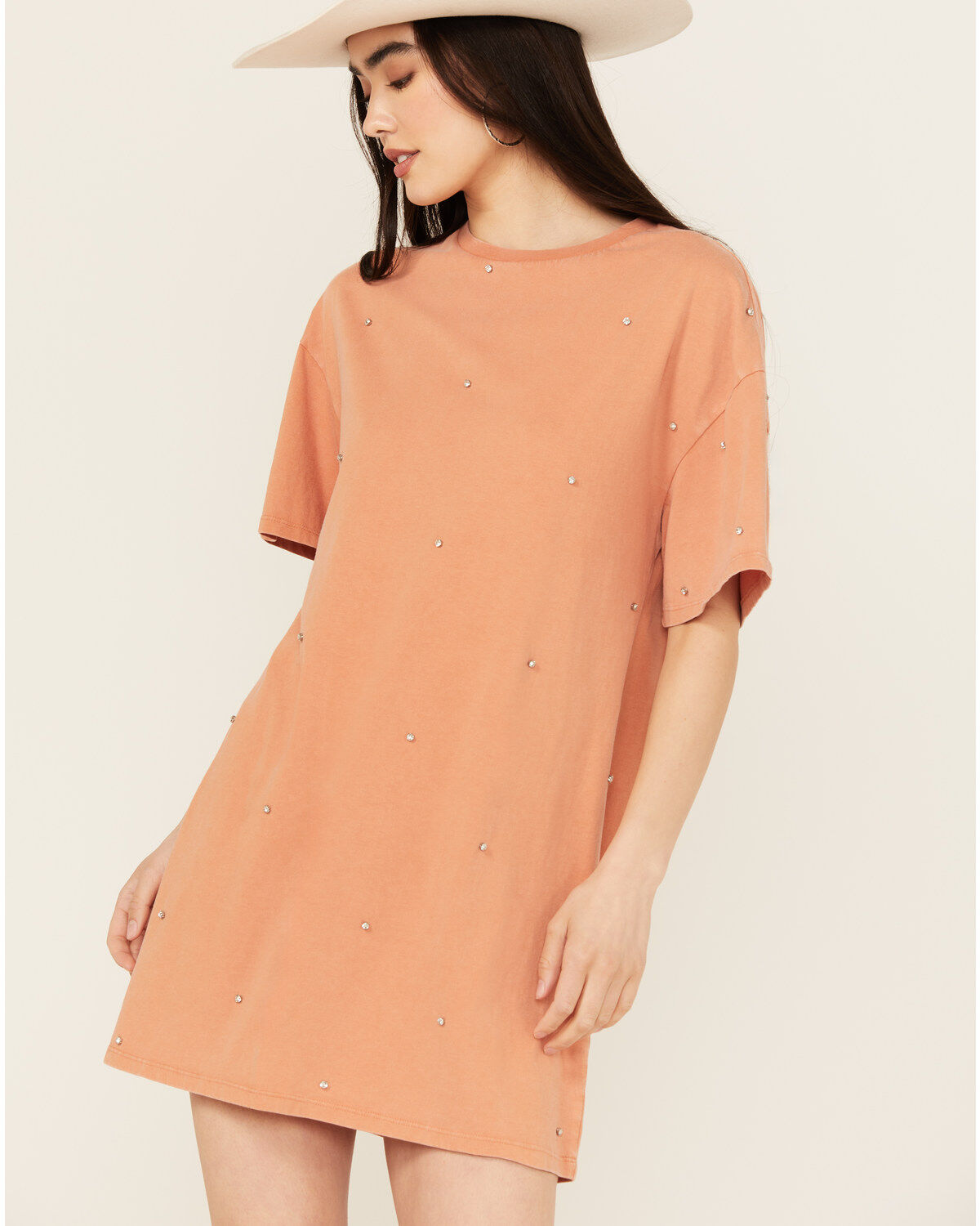 Rock & Roll Denim Women's Rhinestone Short Sleeve T-Shirt Mini Dress