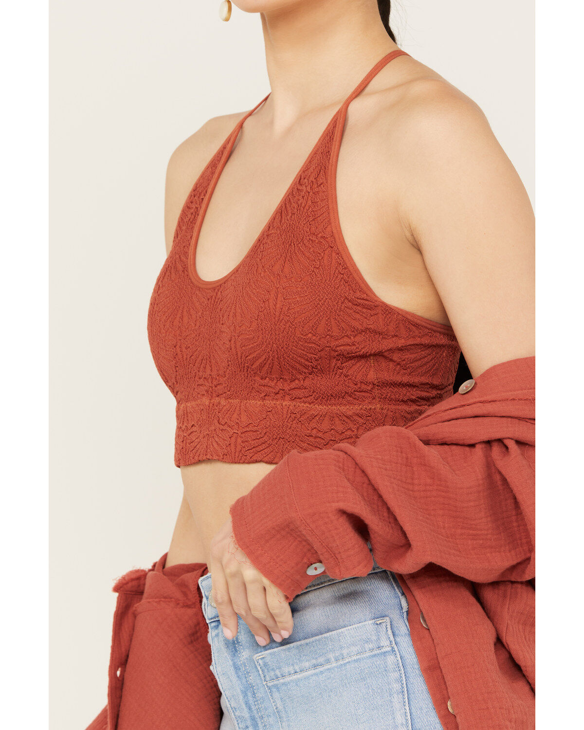 Fornia Women's Floral Jacquard Print Sleeveless Brami