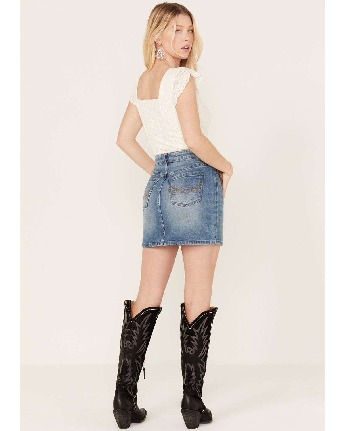 Idyllwind Women's Baryywood High Rise Denim Rhinestone Skirt