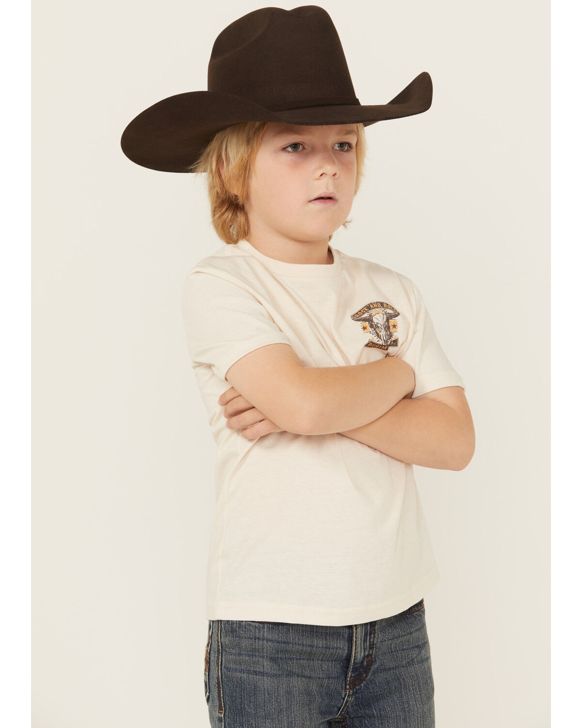 Rock & Roll Denim Boys' Long Horn Short Sleeve Graphic T-Shirt