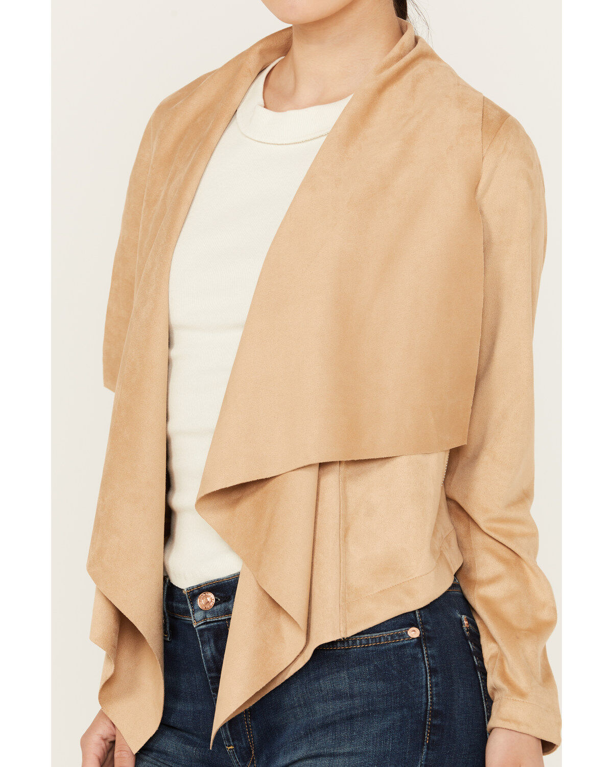 Shyanne Women's Faux Suede Cascade Collar Moto Jacket