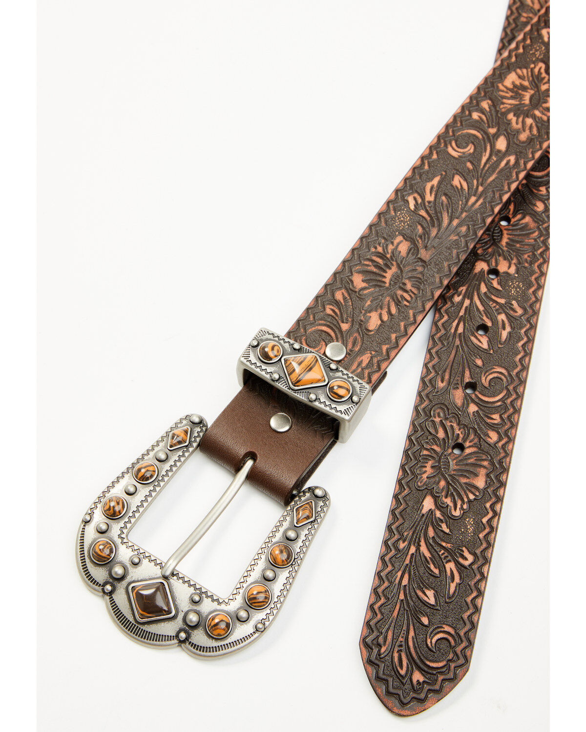 Shyanne Women's Stone Buckle Tooled Belt