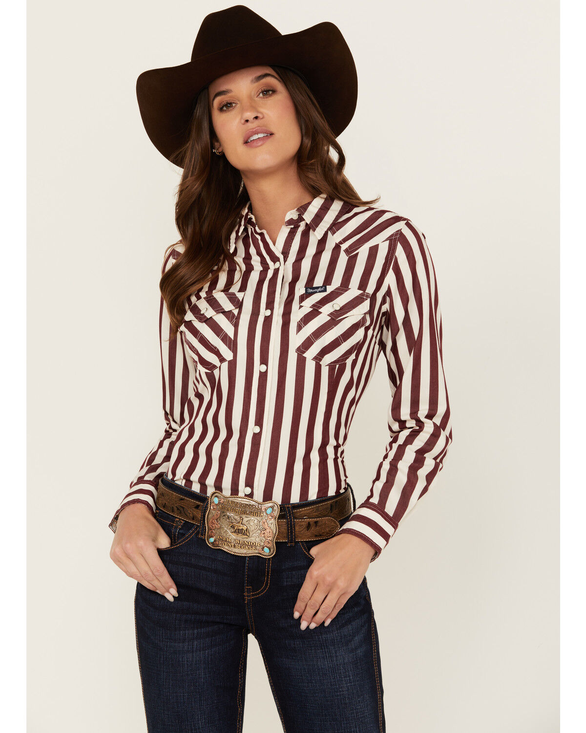 Wrangler Retro Women's Striped Long Sleeve Snap Western Shirt