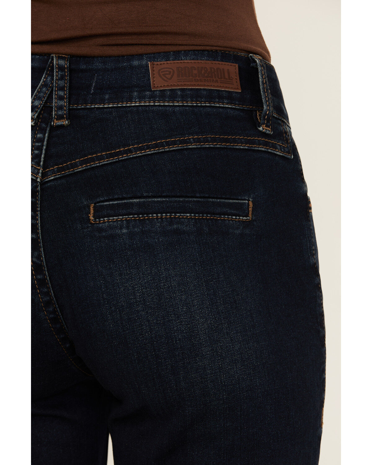 Rock & Roll Denim Women's Dark Wash High Rise Welt Pocket Trouser Stretch Denim Jeans