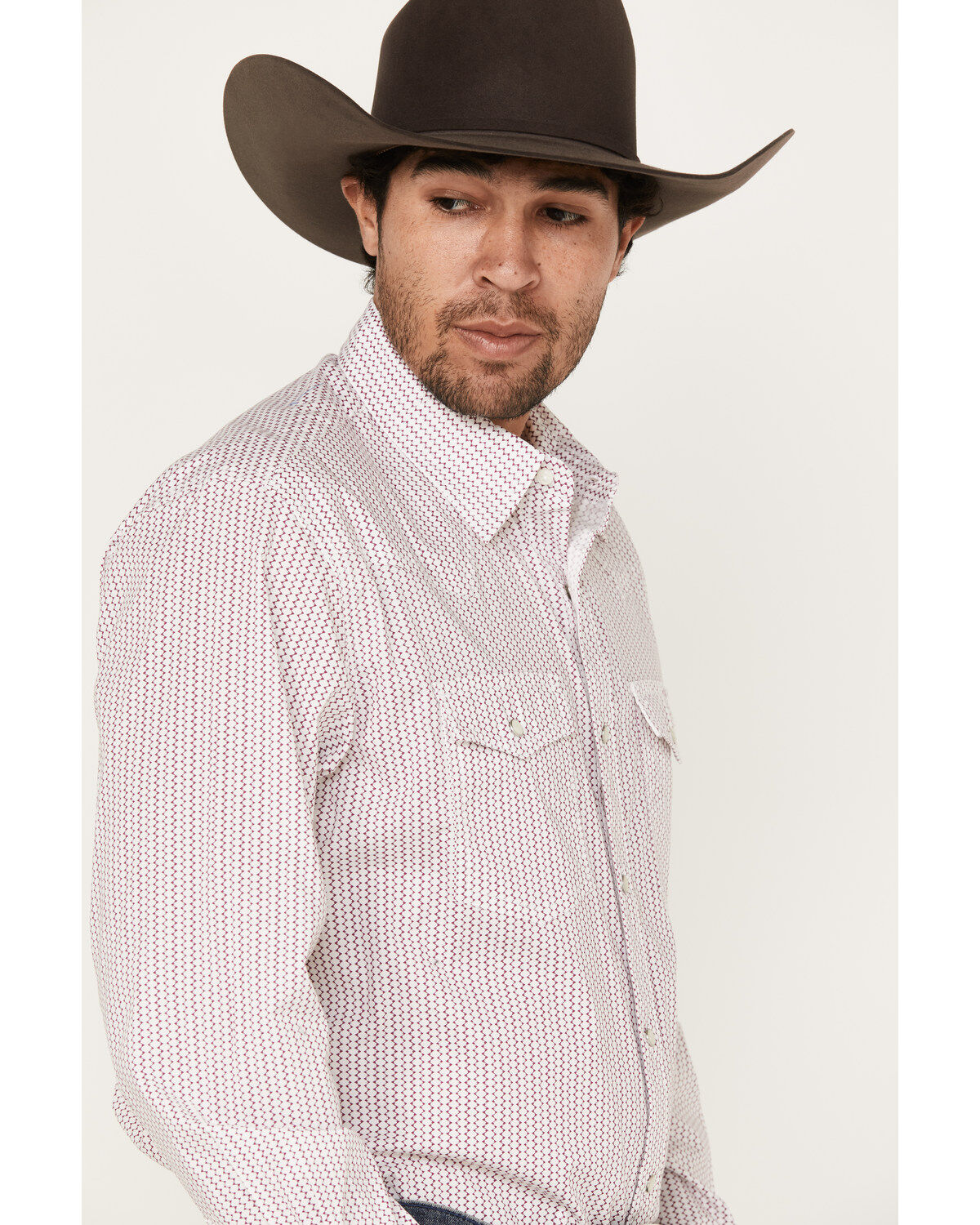 Wrangler 20x Men's Geo Print Long Sleeve Stretch Pearl Snap Western Shirt