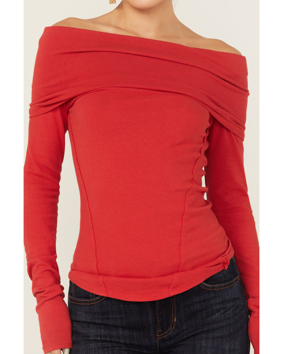 Free People Women's Iris Layering Off The Shoulder Long Sleeve Shirt