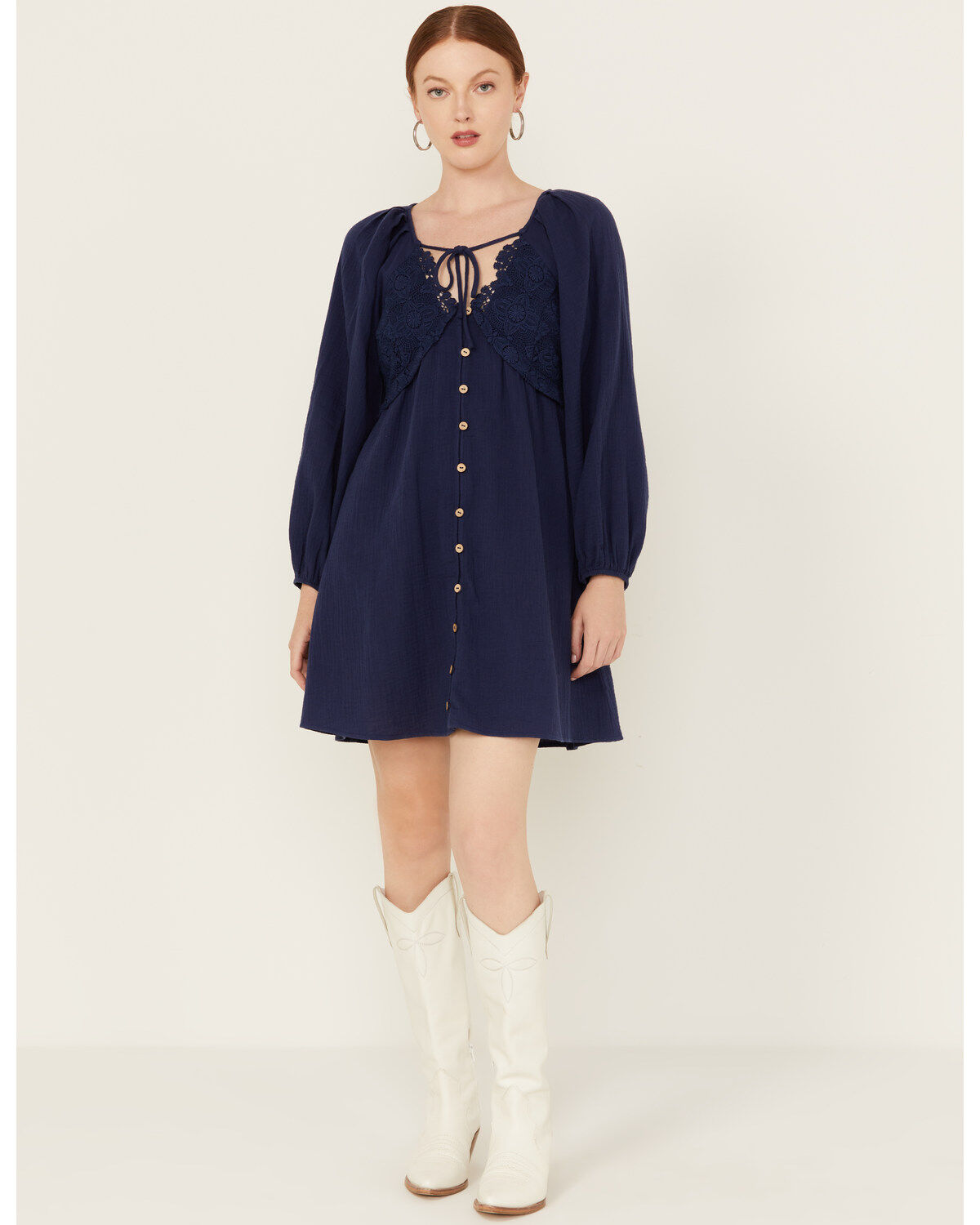 Yura Women's Long Sleeve Peasant Mini Dress