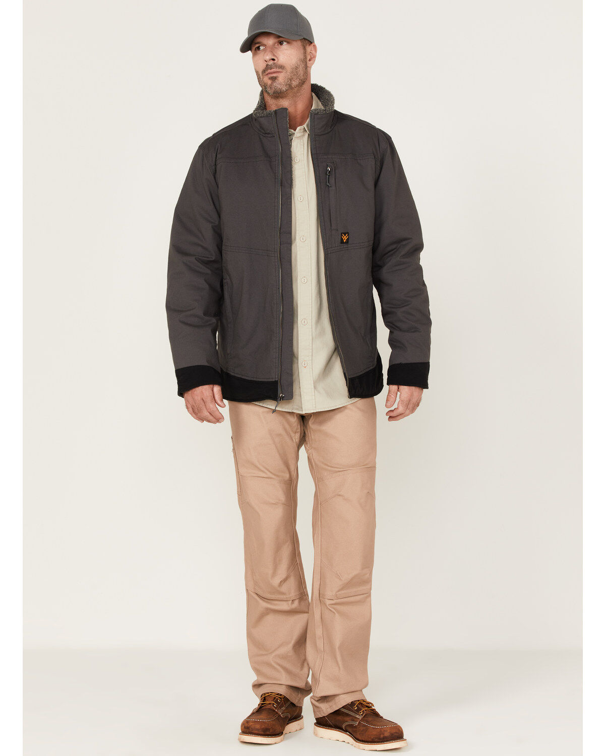 Hawx Men's Weather Ripstop Zip-Front Hooded Sherpa Work Jacket
