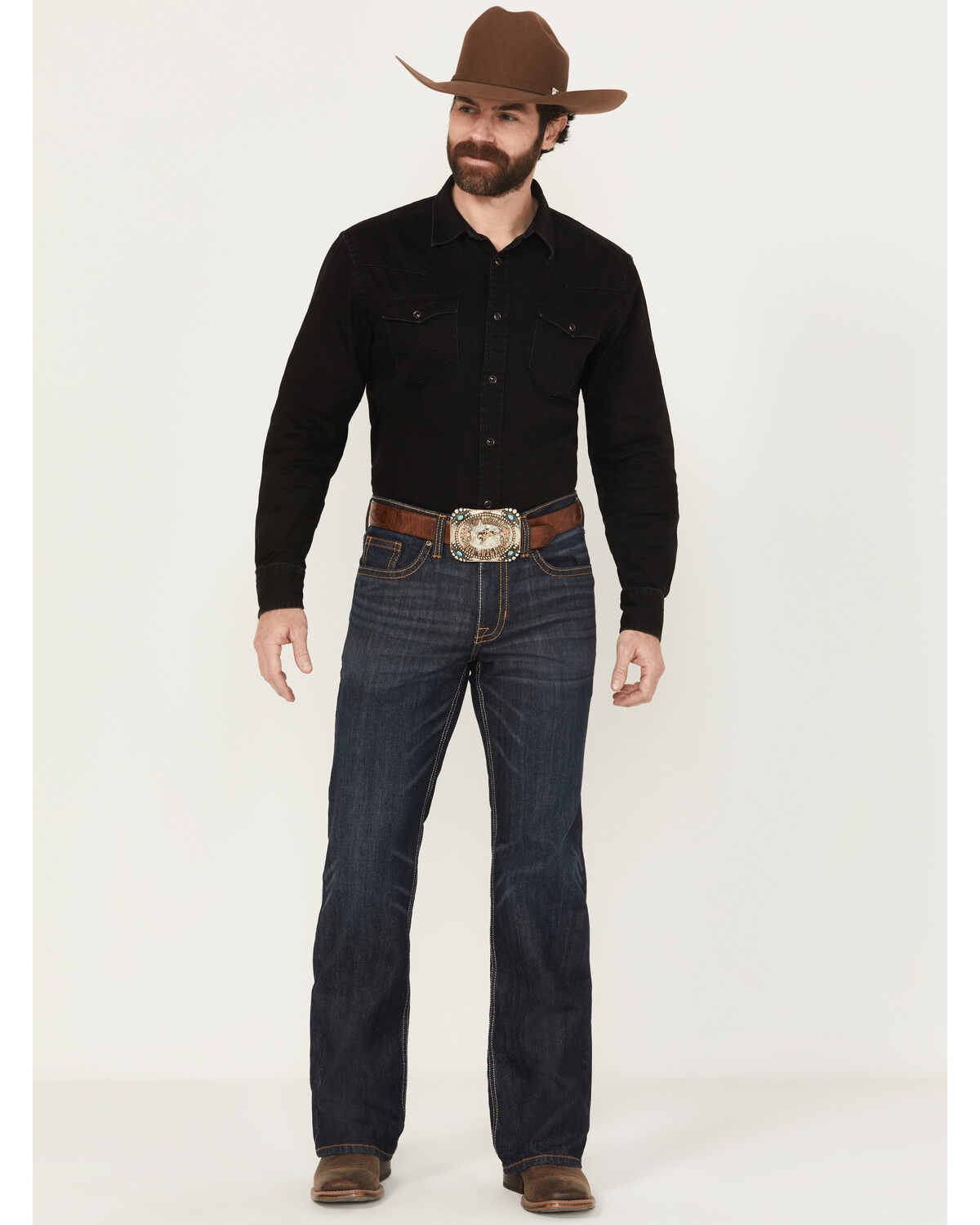 Cody James Men's Dark Wash Relaxed Bootcut Stretch Denim Jeans