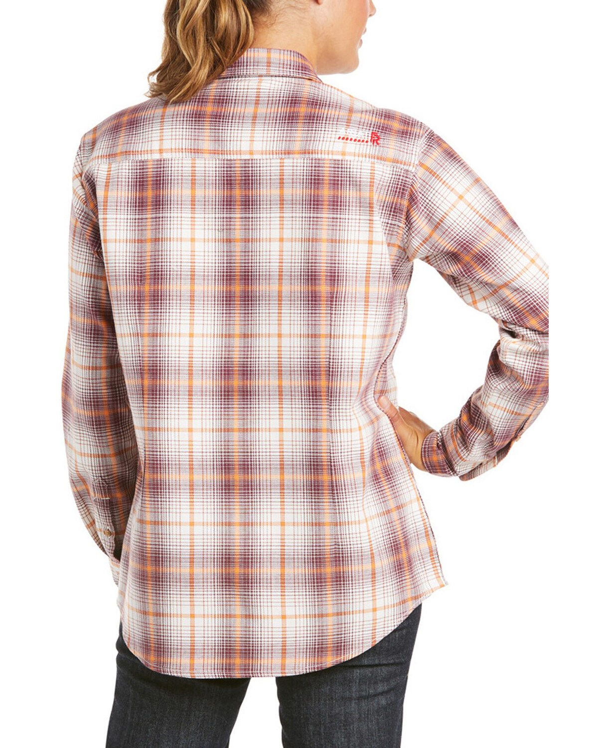 Ariat Women's FR Bria Plaid Print Long Sleeve Button Down Work Shirt