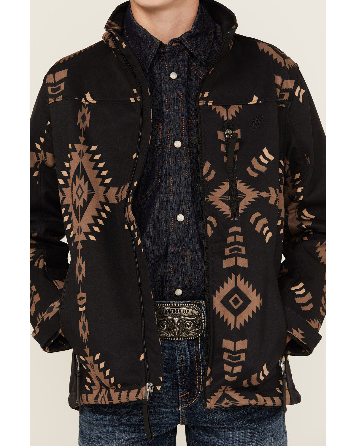 Hooey Boys' Southwestern Print Softshell Jacket