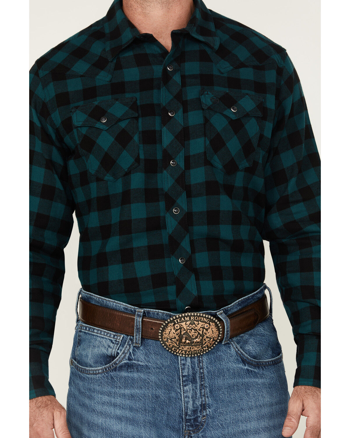 Wrangler Retro Men's Checkered Print Long Sleeve Snap Flannel Shirt