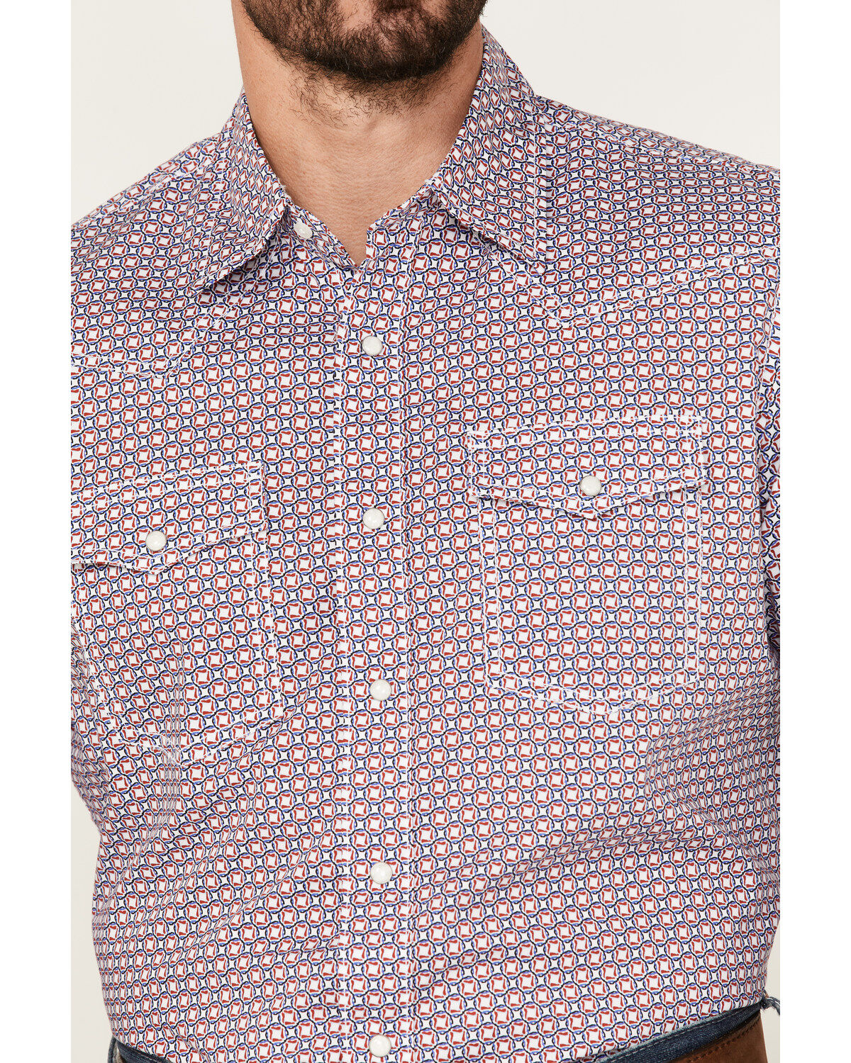 Wrangler 20x Men's Geo Medallion Print Long Sleeve Pearl Snap Western Shirt