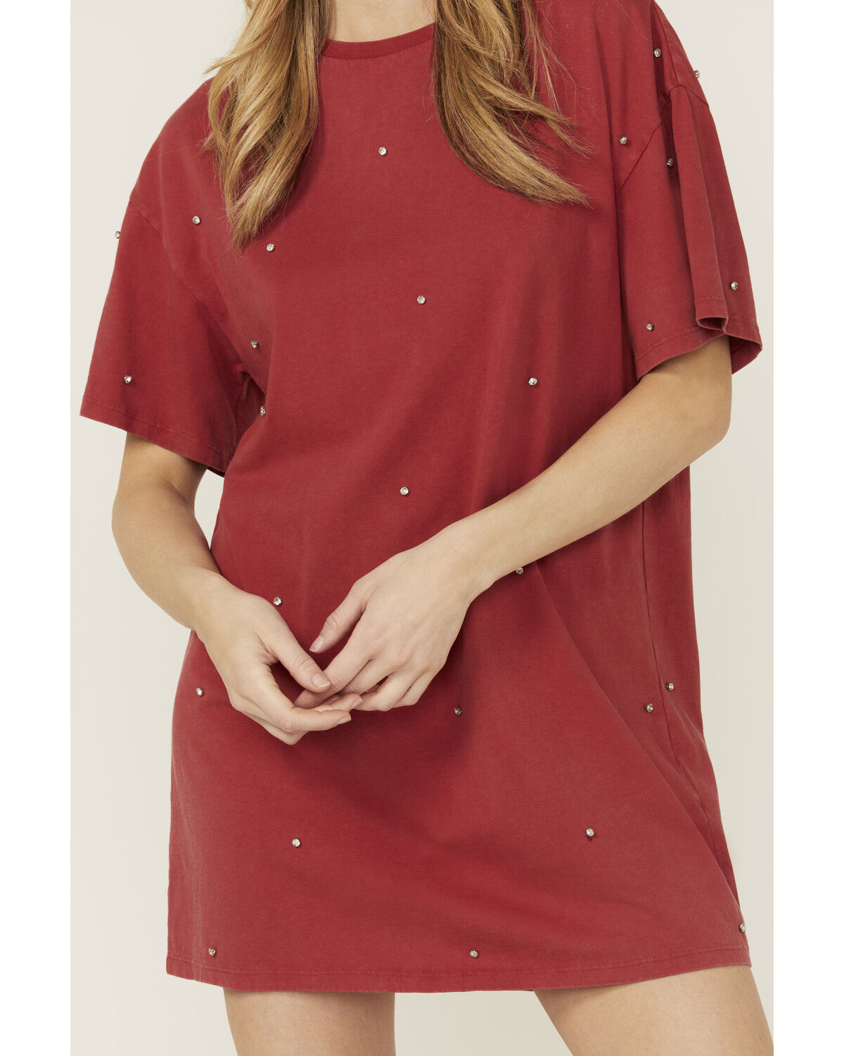 Rock & Roll Denim Women's Rhinestone Short Sleeve T-Shirt Mini Dress