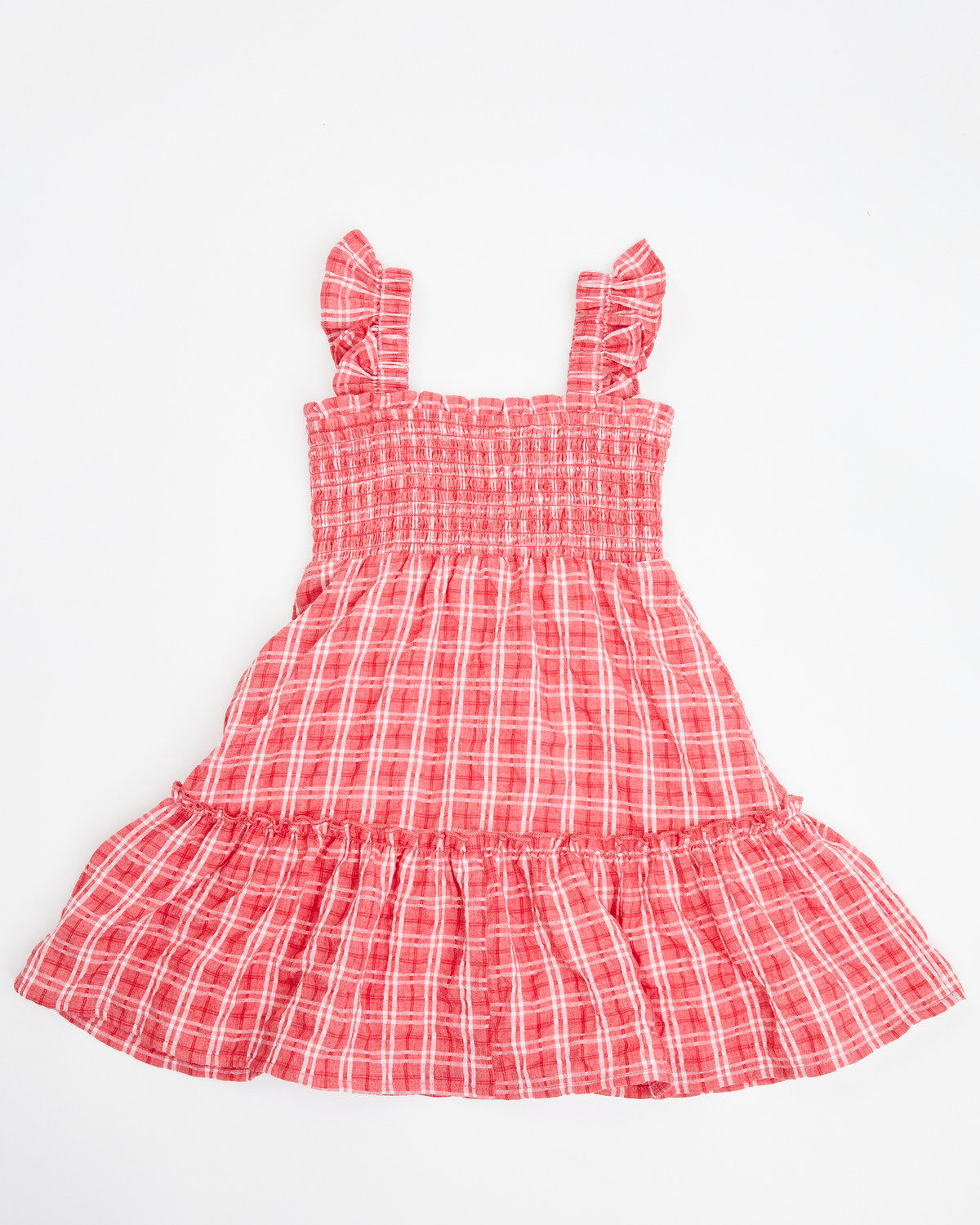 Yura Toddler Girls' Plaid Print Ruffle Sleeveless Dress