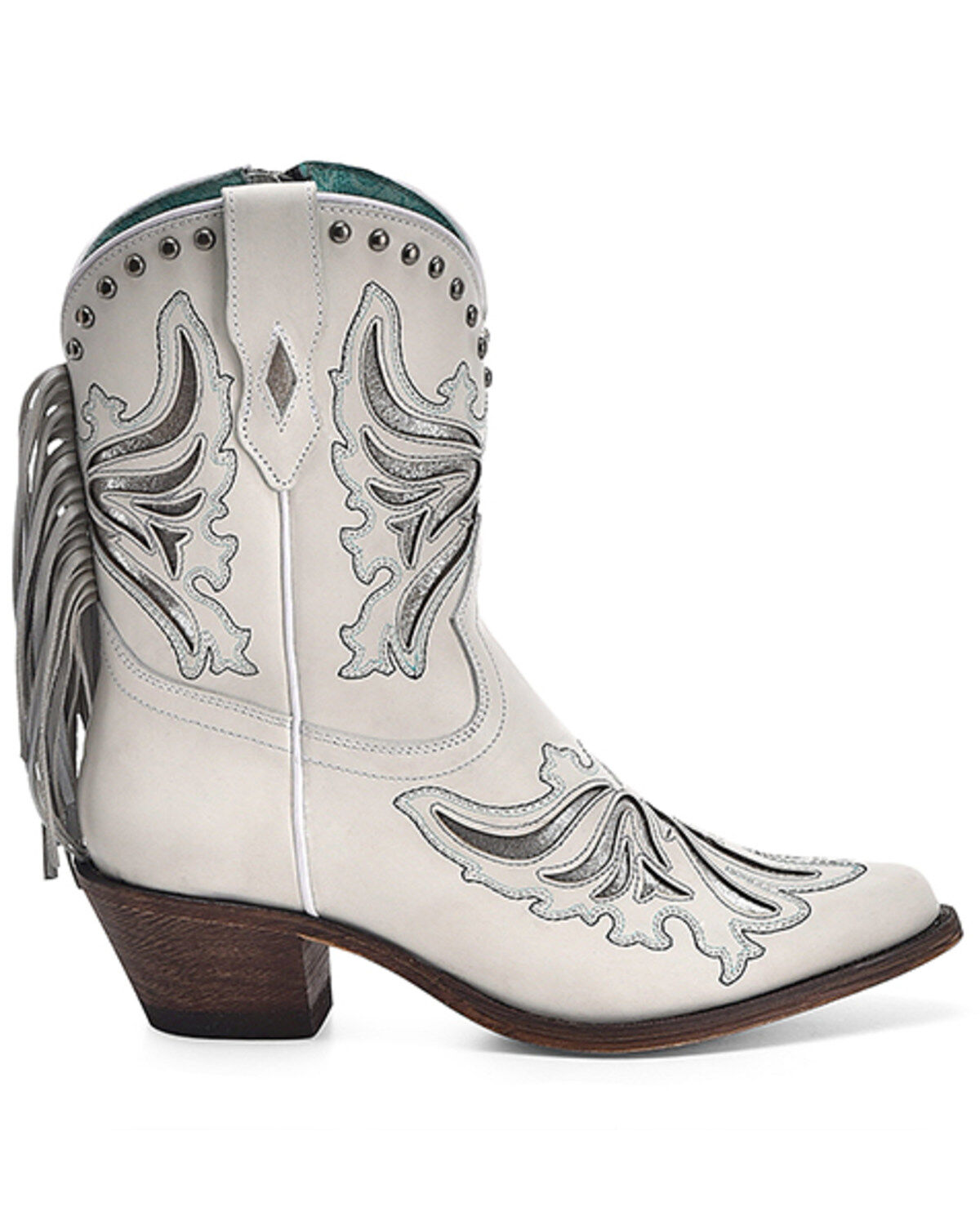 Corral Women's Fringe Inlay Ankle Western Boots - Snip Toe