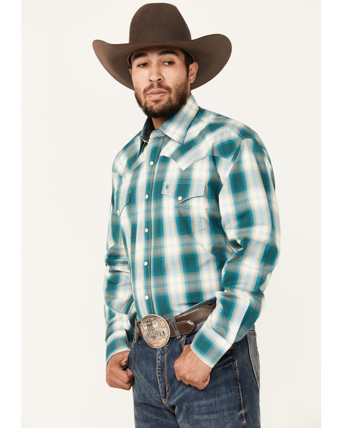 Stetson Men's Plaid Print Long Sleeve Snap Western Shirt