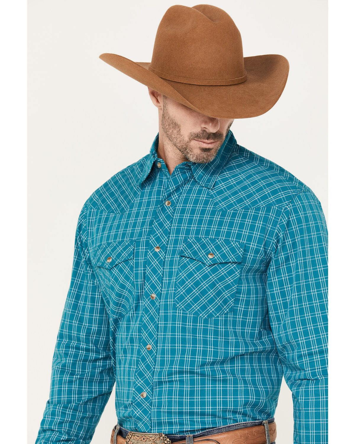 Wrangler 20X Men's Advanced Comfort Plaid Print Long Sleeve Snap Western Shirt