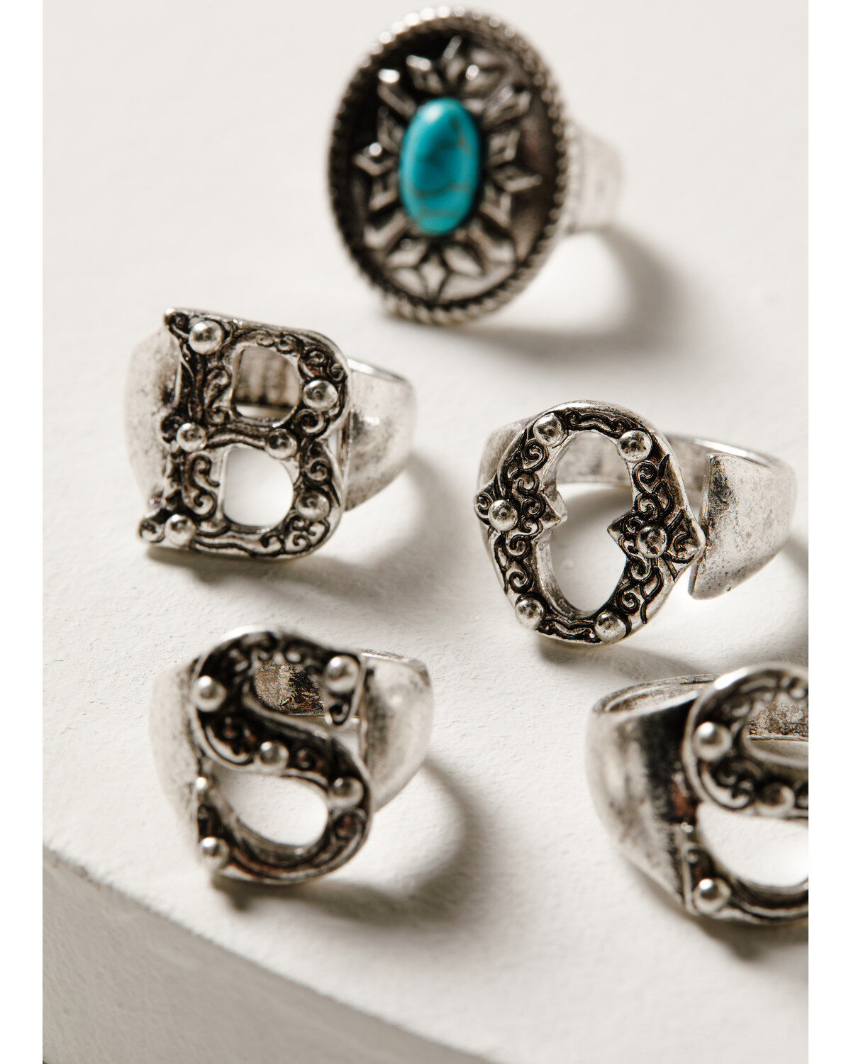 Idyllwind Women's Antique Boss Spell Out Ring Set - 5-Piece