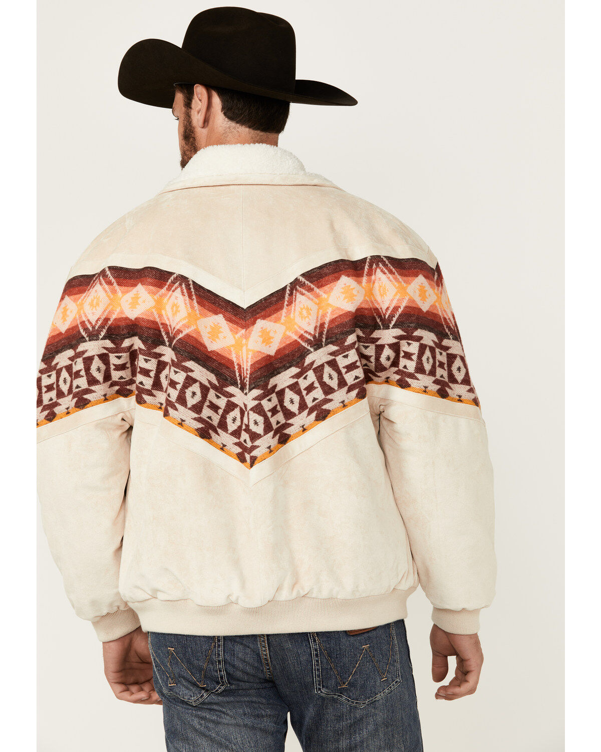 Rock & Roll Denim Men's Southwestern Border Microsuede Snap Bomber Jacket