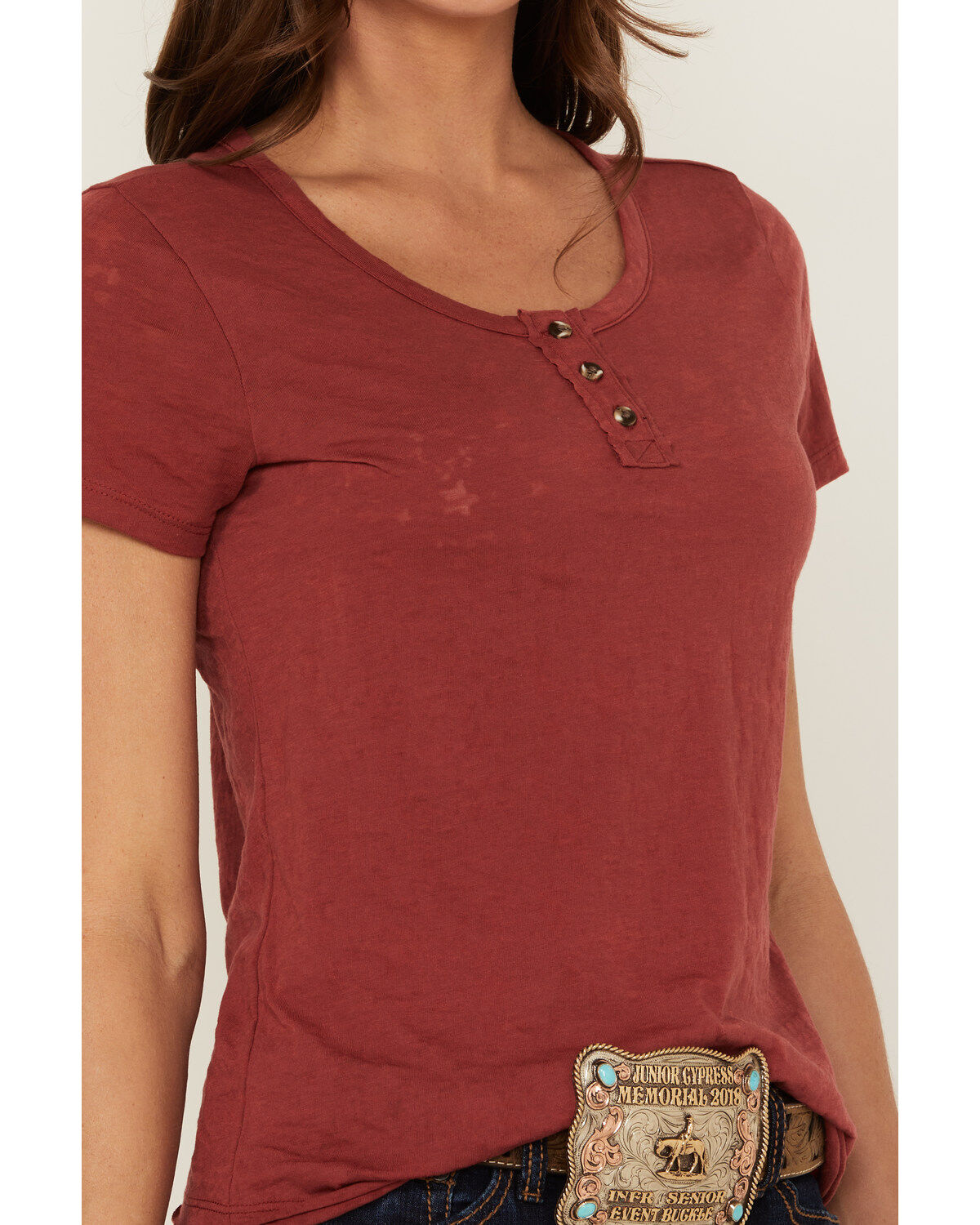 Shyanne Women's Lovell Star Burnout Henley Tee