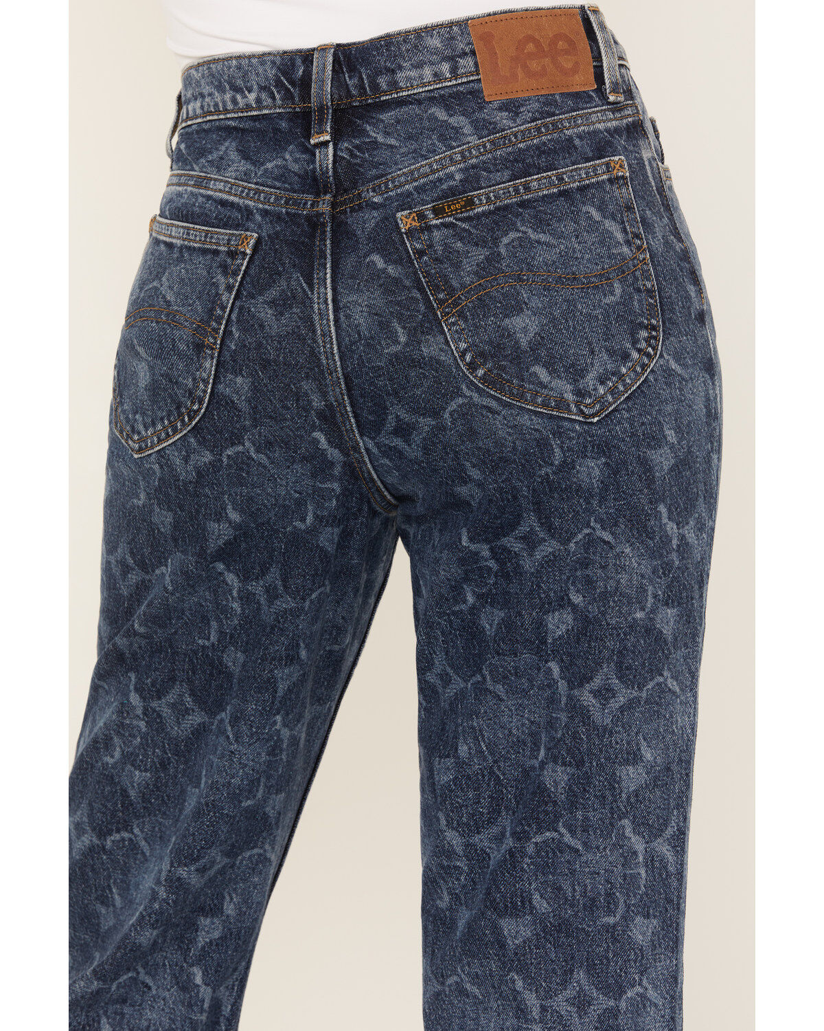 Lee Women's Medium Wash Mid Rise Floral Flare Jeans