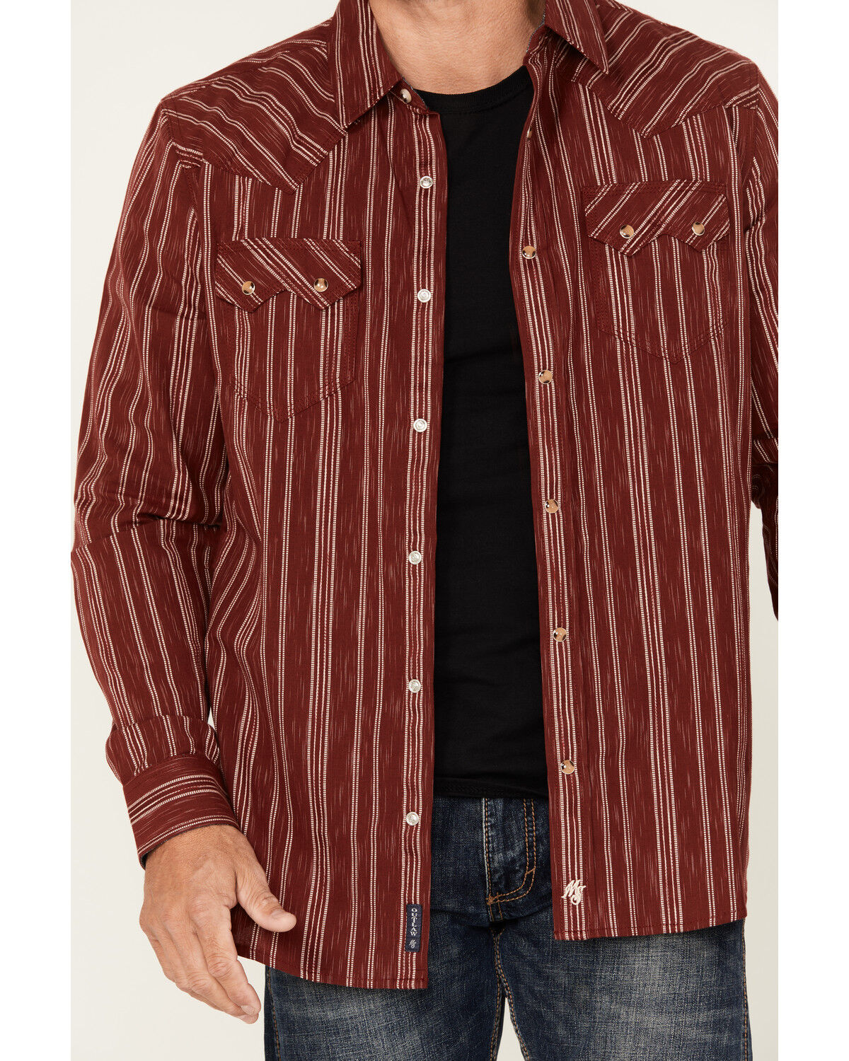 Moonshine Spirit Men's El Jefe Dobby Striped Print Long Sleeve Snap Western Shirt