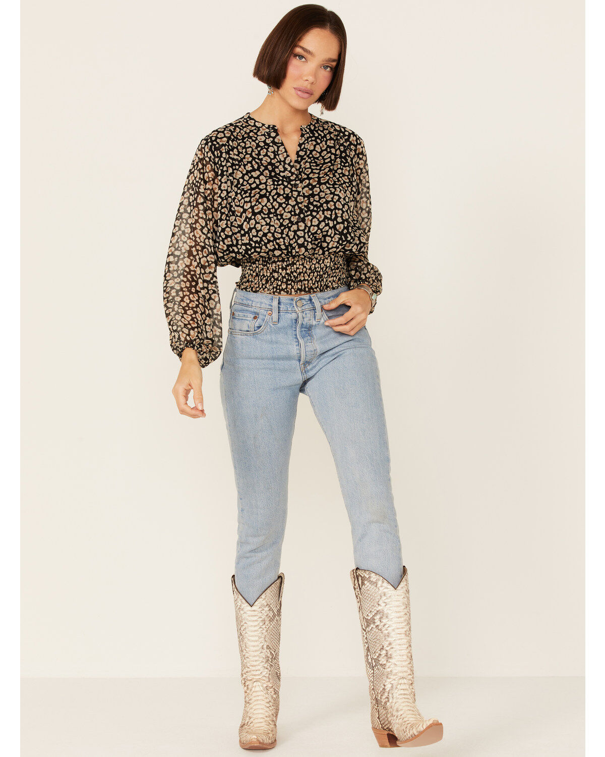 Lush Women's Floral Cropped Blouse