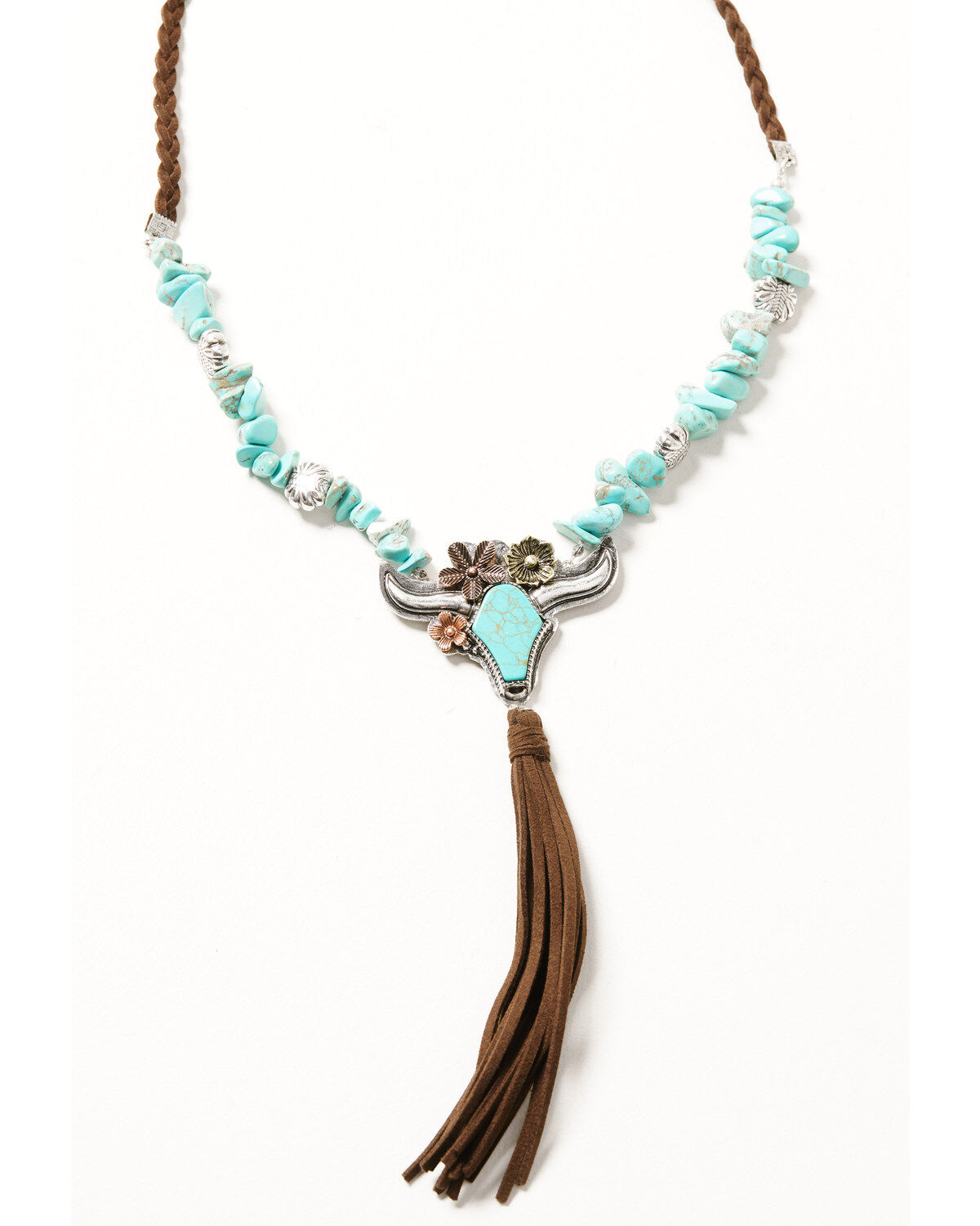 Shyanne Women's Cactus Rose Longhorn Tassel Necklace