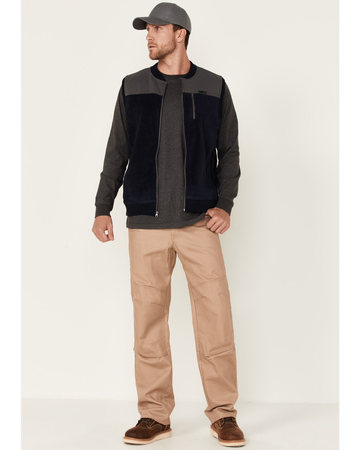 Wrangler ATS Men's All-Terrain Dark Sapphire Fleece Zip-Front Bomber Vest