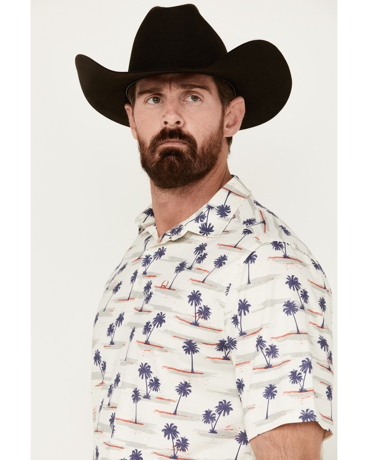 Cinch Men's ARENAFLEX™ Palm Tree Print Short Sleeve Performance Polo