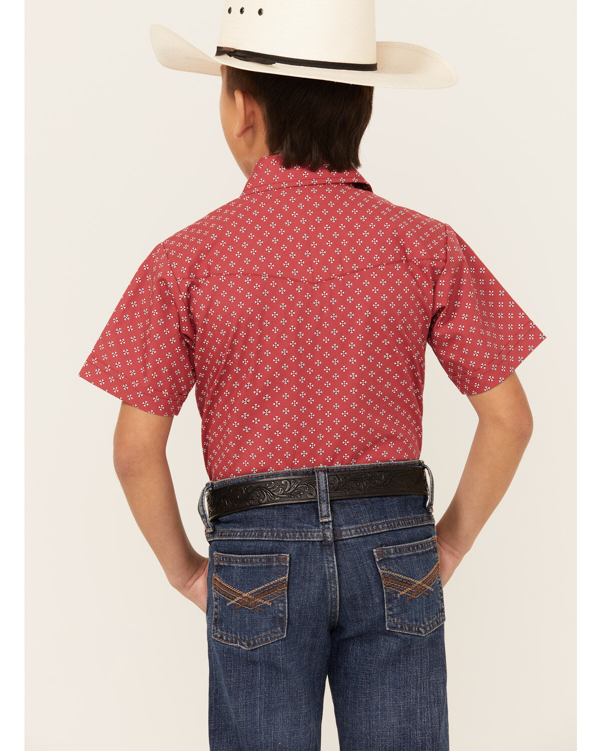 Ely Walker Boys' Bandana Print Short Sleeve Snap Western Shirt