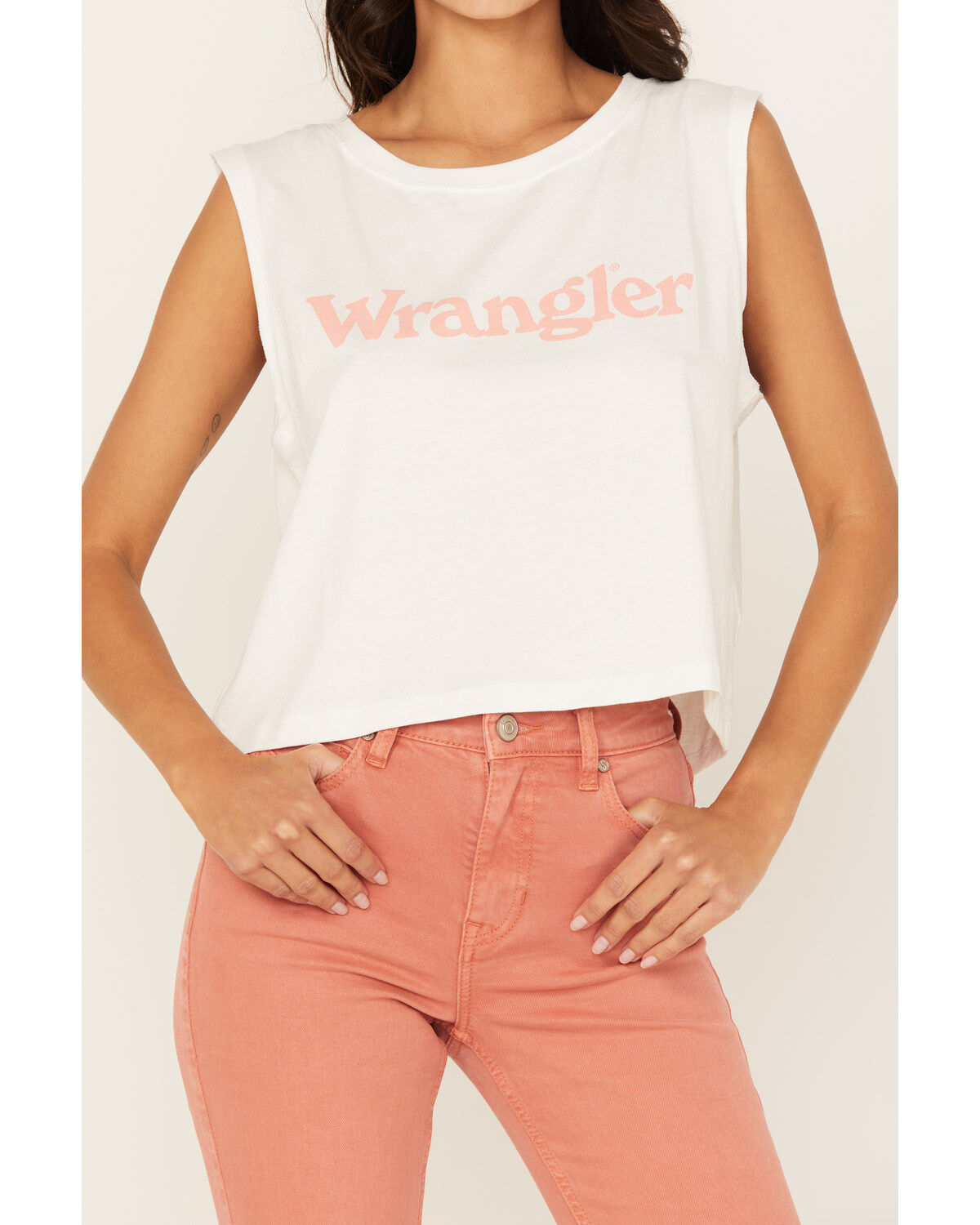 Wrangler Women's Sleeveless Space Crop Back Graphic Tee