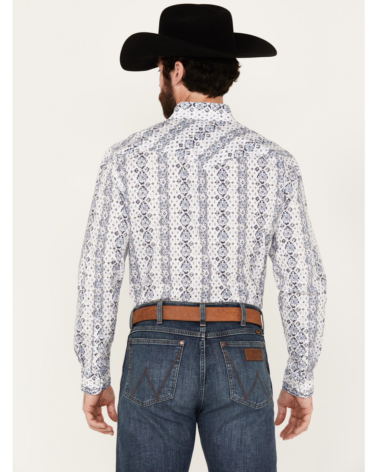 Rough Stock by Panhandle Men's Southwestern Print Long Sleeve Pearl Snap Western Shirt