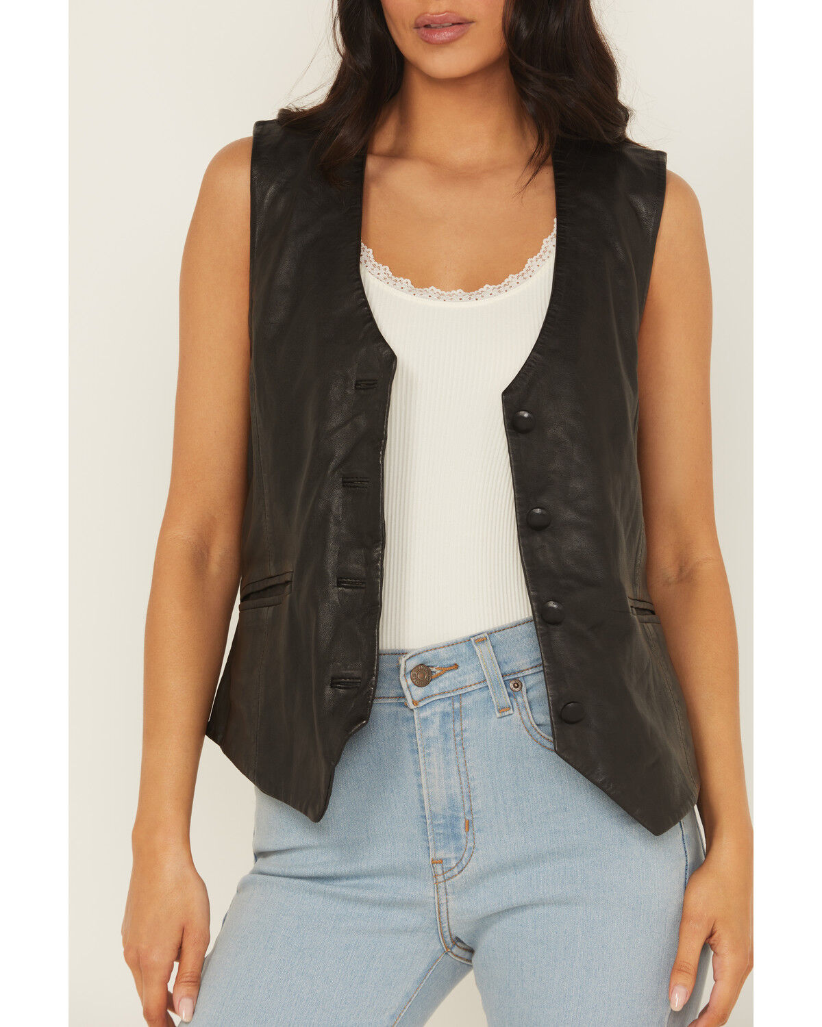 Mauritius Leather Women's Button-Down Leather Vest