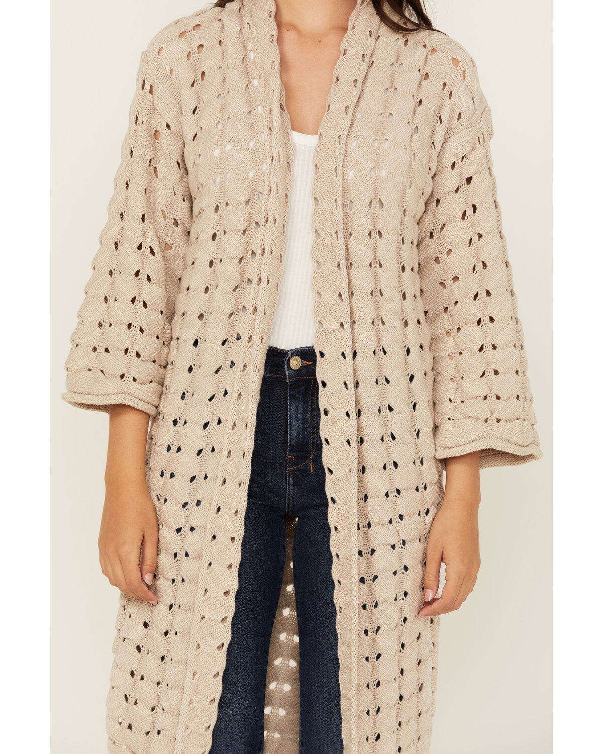 Shyanne Women's Solid Open Knit Duster