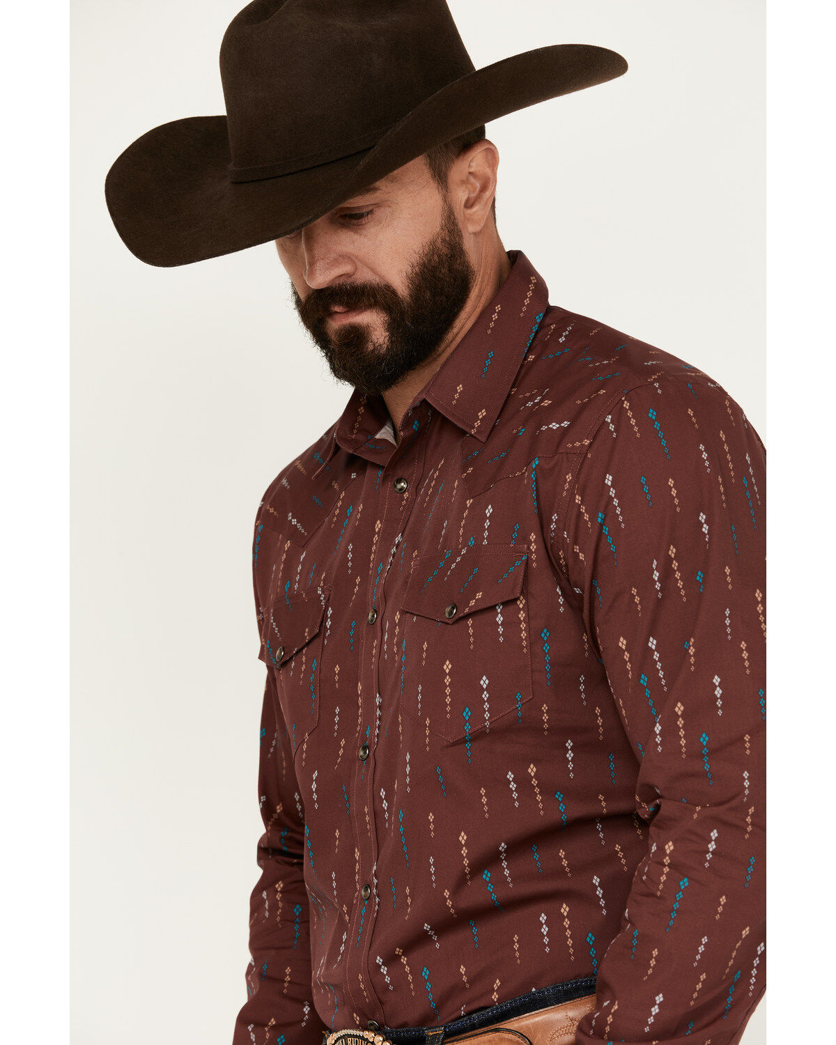 Gibson Trading Co Men's Lamp Shade Arrow Print Long Sleeve Snap Western Shirt