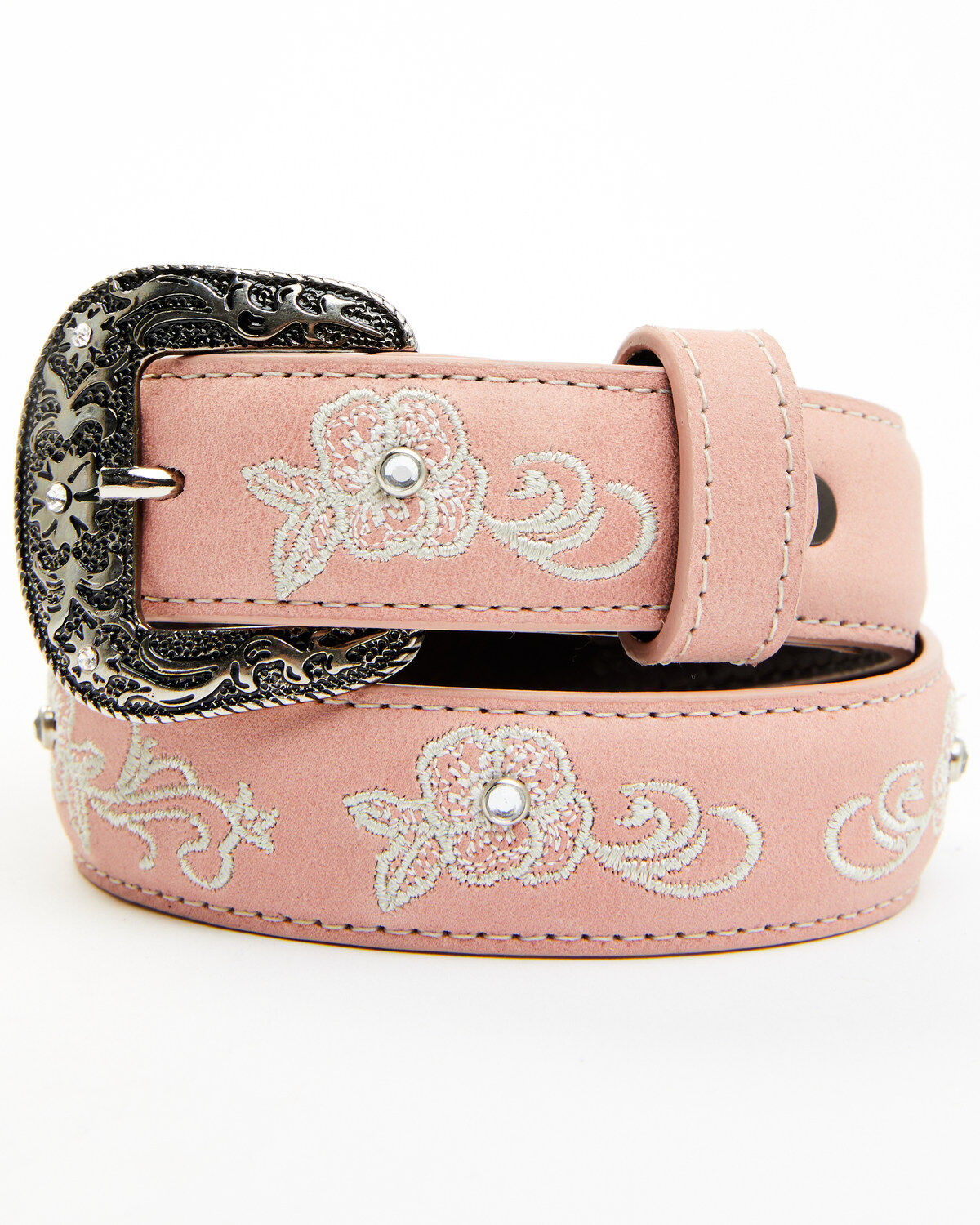 Shyanne Girls' Floral & Crystal Rhinestone Leather Belt