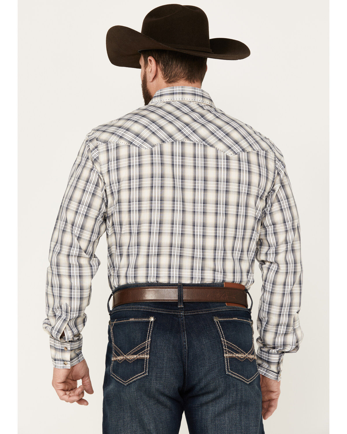 Wrangler Men's Plaid Print Long Sleeve Snap Western Shirt