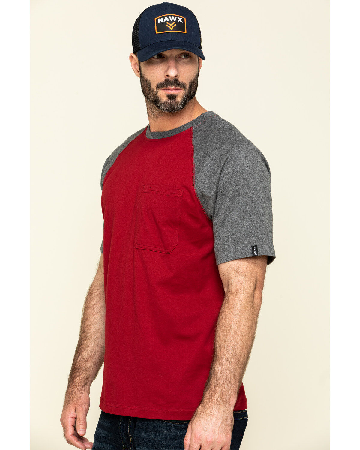 Hawx Men's Red Midland Short Sleeve Baseball Work T-Shirt