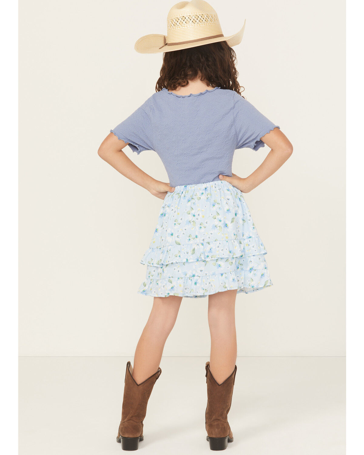 Trixxi Girls' Floral Print Ruffle Skirt