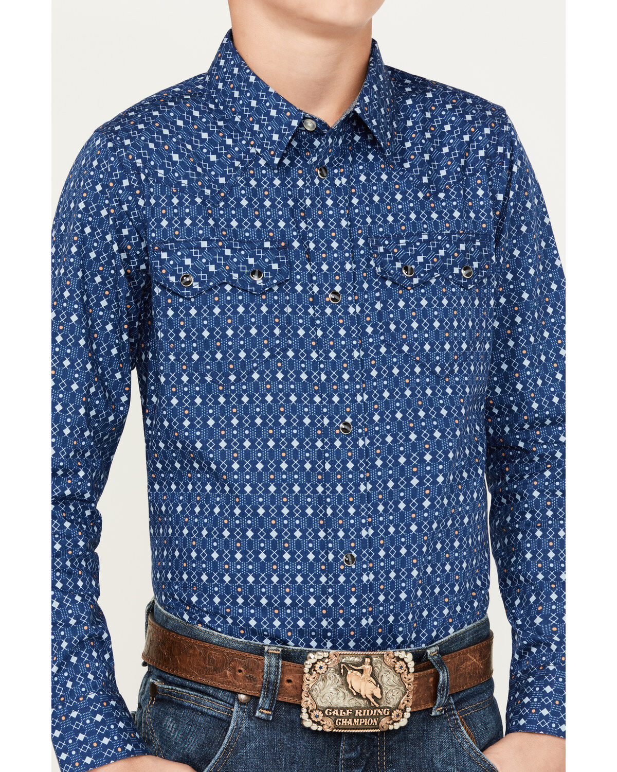 Cody James Boys' El Paso Geo Print Long Sleeve Snap Western Shirt
